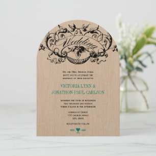 Vintage Modern Teal Aqua Wedding Invitations