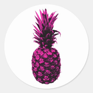 Vintage Modern Tropical Pink Pineapple  Classic Round Sticker