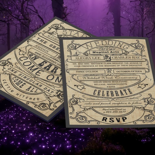 Vintage Modern Typography Ticket Wedding Invite (Creator Uploaded)