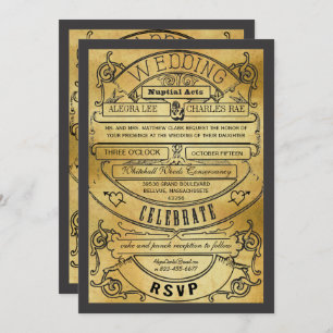 Vintage Modern Typography Ticket Wedding Invite