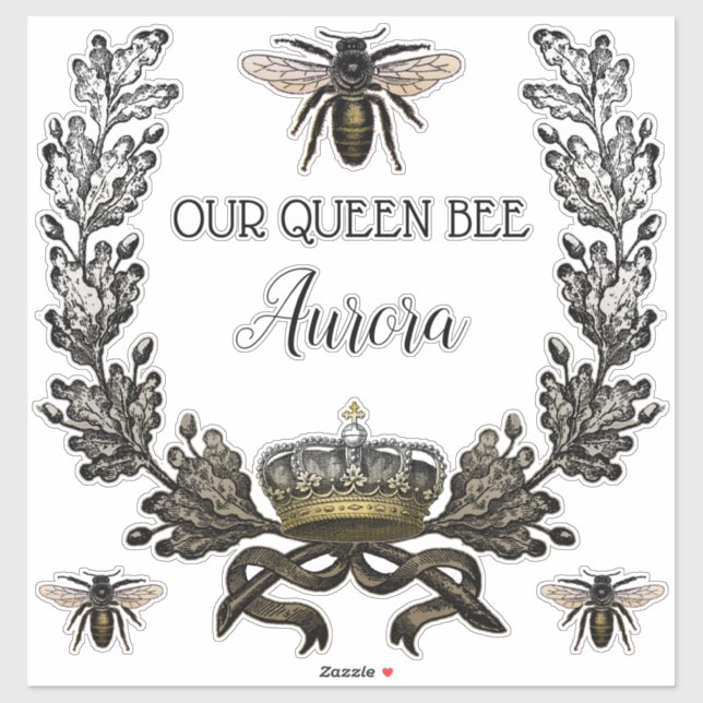 Vintage Modern Warm Sepia Wreath Queen Bee Baby (Sheet)