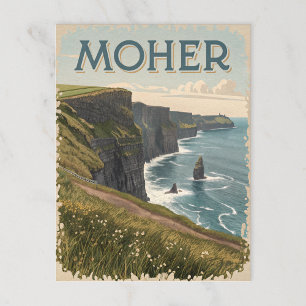 Vintage Moher: Cliffs & Ocean View Postcard