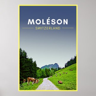 Vintage Moleson Gruyeres Switzerland Travel Poster