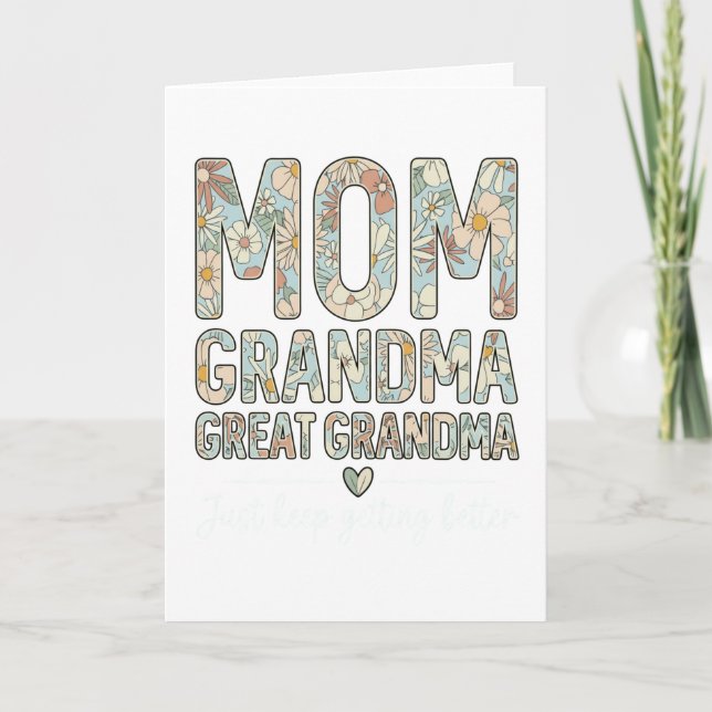 Vintage Mom Grandma Great Grandma Family Love Card (Front)