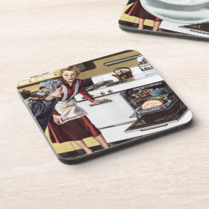 Vintage Mom in the Kitchen Cooking an Easter Ham Coaster