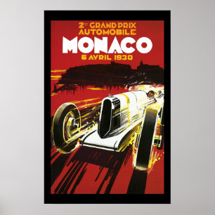 Vintage Monaco Car Road Race Poster