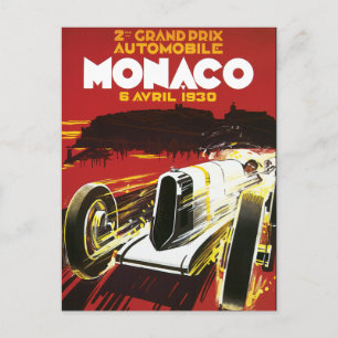 Vintage Monaco Car Road Race Poster Postcard