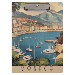 Vintage Monaco Harbour Travel Scene Custom Text Clipboard