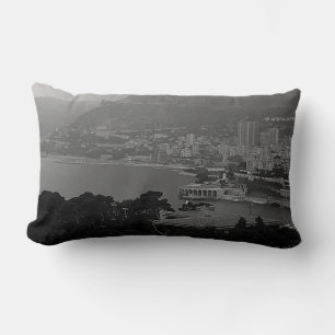 Vintage Monaco Monte Carlo coast view Lumbar Cushion