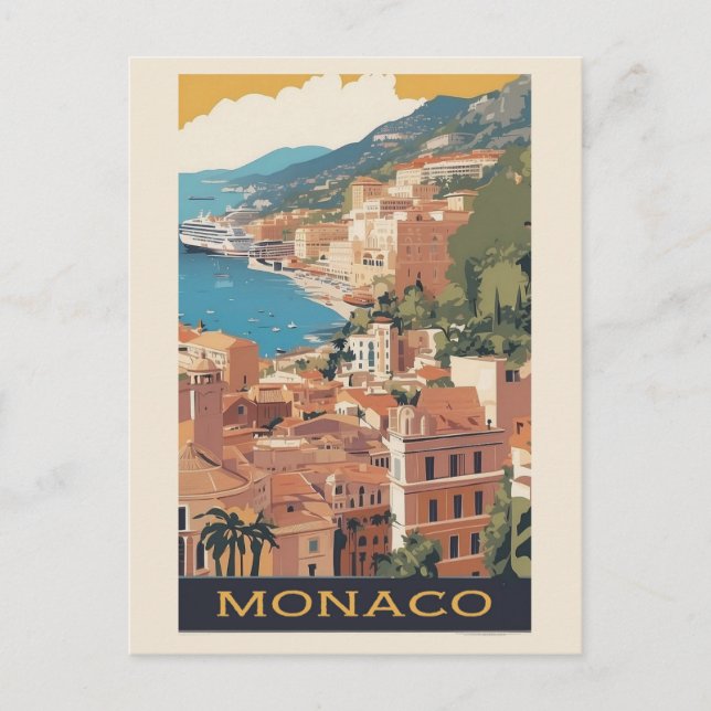 Vintage Monaco Monte Carlo Travel Postcard (Front)