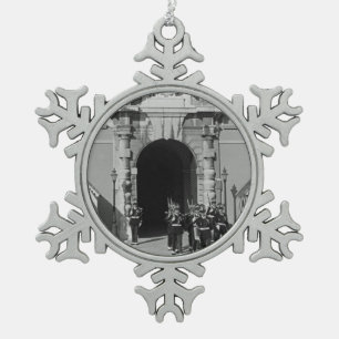 Vintage Monaco Principality princely palace Snowflake Pewter Christmas Ornament