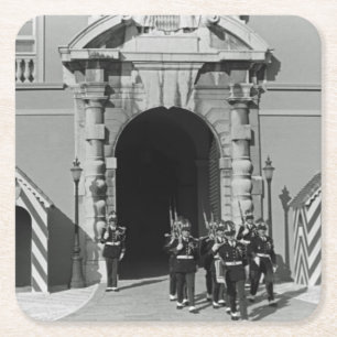 Vintage Monaco Principality princely palace Square Paper Coaster