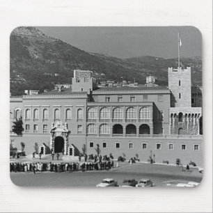 Vintage Monaco Principality square palace Mouse Pad