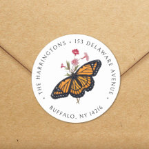 Vintage Monarch Butterfly Fine Art Return Address 