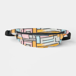 Vintage Mondrian Pink Blue Esthetic Bum Bags