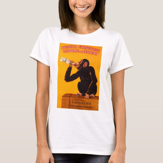 Vintage Monkey Anisetta Evangelisti Liquor Poster T-Shirt (Front)