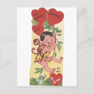 Vintage "Monkey Business" Valentine Holiday Postcard