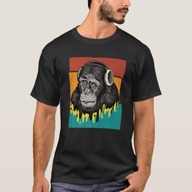 Vintage Monkey Headphone T-Shirt (Front)