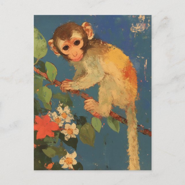  Vintage Monkey Painting Postcard (Front)