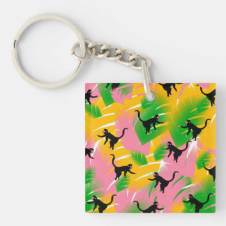 Vintage Monkey Pattern Print Key Ring