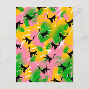 Vintage Monkey Pattern Print Postcard