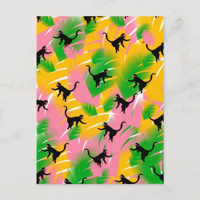 Vintage Monkey Pattern Print Postcard (Front)