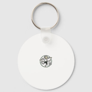 Vintage Monkey Soccer Player Engraving Shirt Desig Key Ring