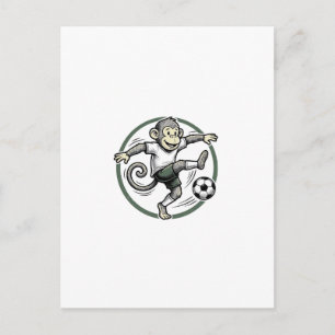 Vintage Monkey Soccer Player Engraving Shirt Desig Postcard
