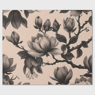 Vintage Monochrome Magnolia Gift Wrap