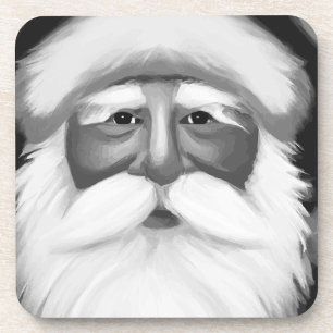 Vintage Monochrome Santa Portrait Coaster