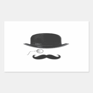 Vintage Monocle, moustache and hat Rectangular Sticker