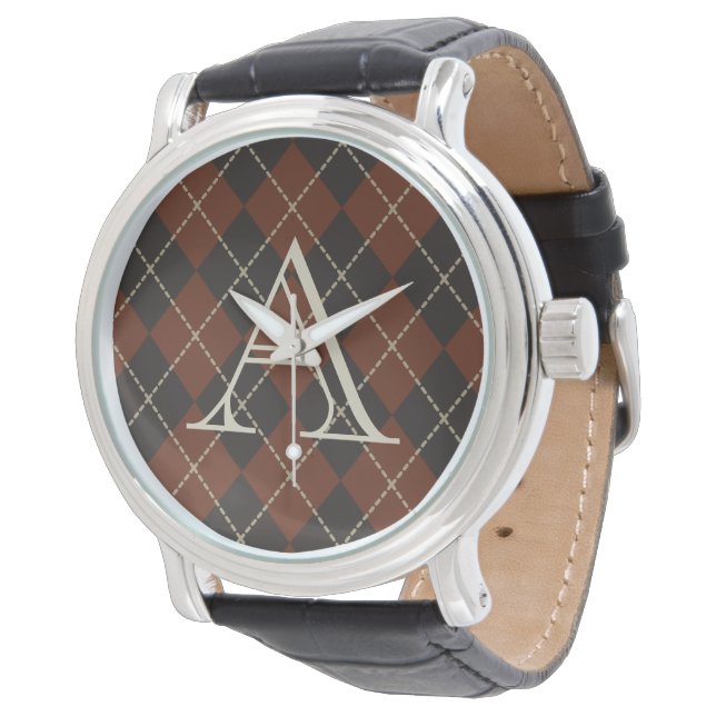 Vintage Monogram Argyle Watch Gift (Angled)