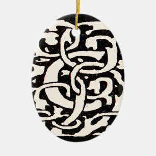 Vintage Monogram C Art Nouveau Letter Ceramic Tree Decoration