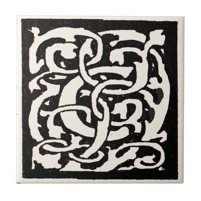 Vintage Monogram C Art Nouveau Letter Tile (Front)