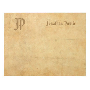 Vintage Monogram Calligraphy Name Classic Template Notepad