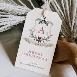 Vintage Monogram Christmas  Gift Tags<br><div class="desc">Add a touch of timeless elegance to your presents with these Vintage Monogram Christmas Gift Tags. Featuring a rustic crest adorned with Christmas greenery and your family’s initial, these tags offer a beautiful blend of vintage charm and festive spirit. Perfect for adding a personal touch to any gift, they bring...</div>