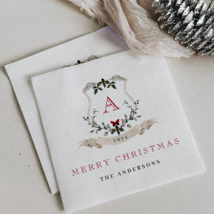 Vintage Monogram Christmas Paper Napkins