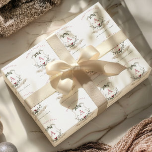Vintage Monogram Christmas Wrapping Paper