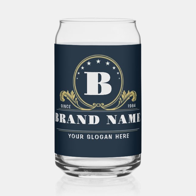 Vintage Monogram Company Elegant Emblem design Can Glass (Front)