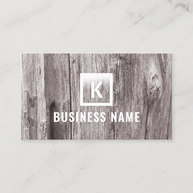 Vintage Monogram Driftwood Business Cards (Front)