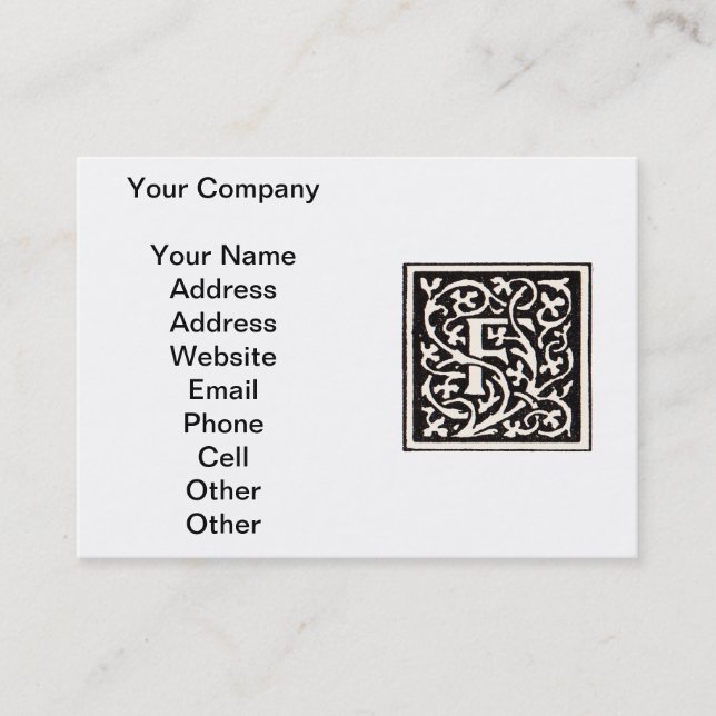 Vintage Monogram F Art Nouveau Letter Business Card (Front)