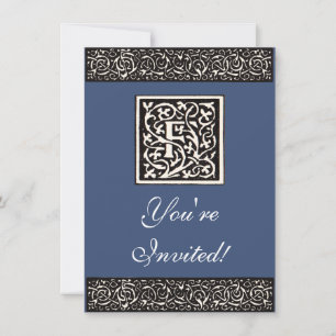 Vintage Monogram F Art Nouveau Letter Invitation