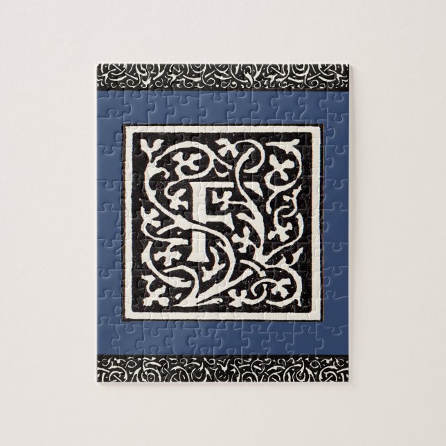 Vintage Monogram F Art Nouveau Letter Jigsaw Puzzle (Vertical)