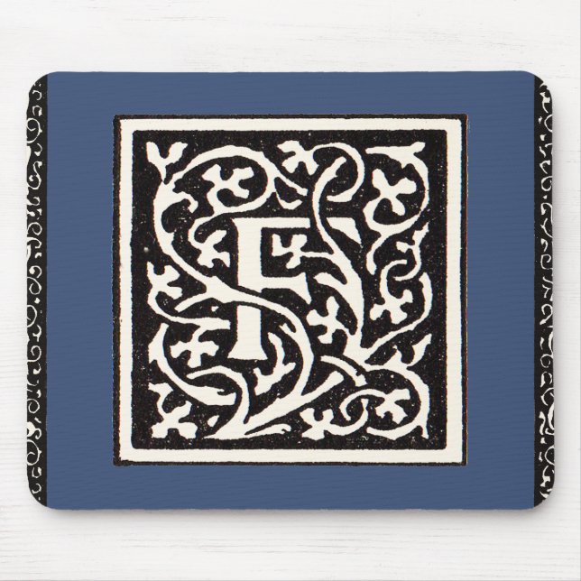 Vintage Monogram F Art Nouveau Letter Mouse Pad (Front)