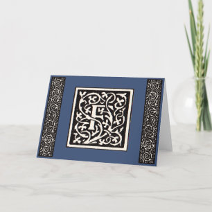 Vintage Monogram F Art Nouveau Letter Note Card