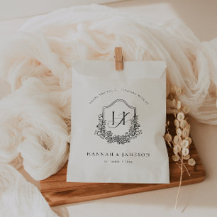 Vintage Monogram Floral Boho Wedding Favour Bag