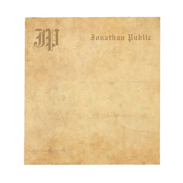 Vintage Monogram Handwriting Text Elegant Template Notepad (Front)