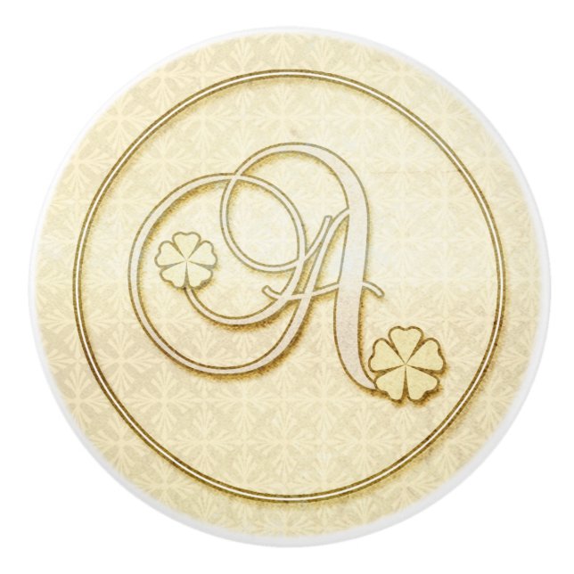 Vintage Monogram Initial Letter A Ceramic Knob (Front)