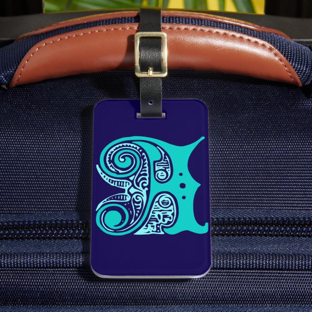 Vintage Monogram Initial Letter A Luggage Tag (Front Insitu 2)