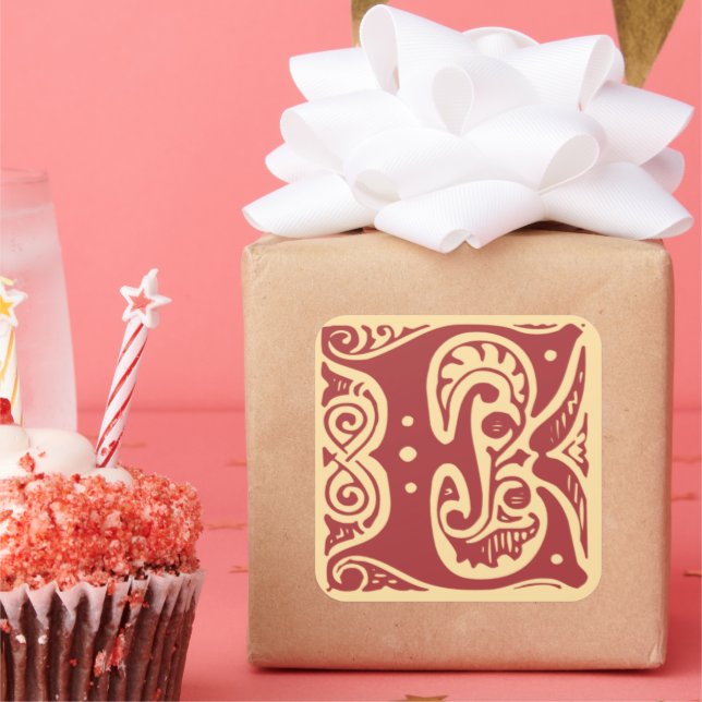 Vintage Monogram Initial Letter E Square Sticker (Party)